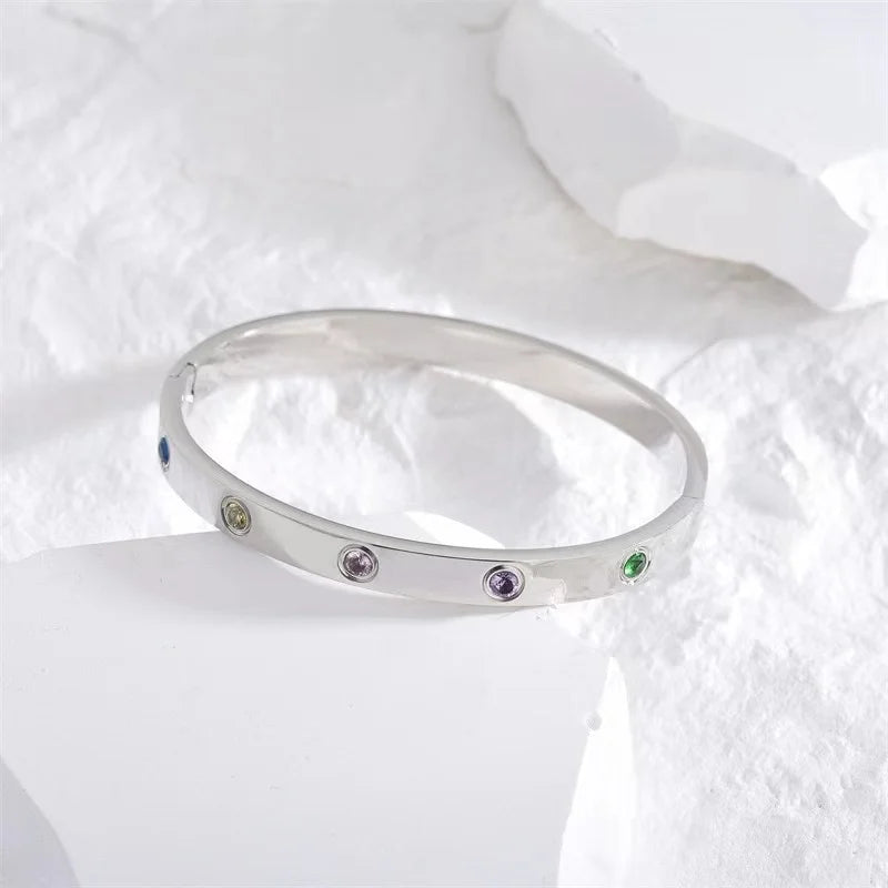 Jewlena Golden Cross Bangle Classic Stainless Steel Bracelet