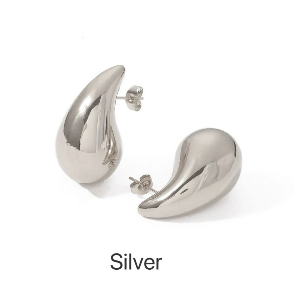 Jewlena™ Chunky Water Drop Earrings – Vintage Gold Statement Elegance