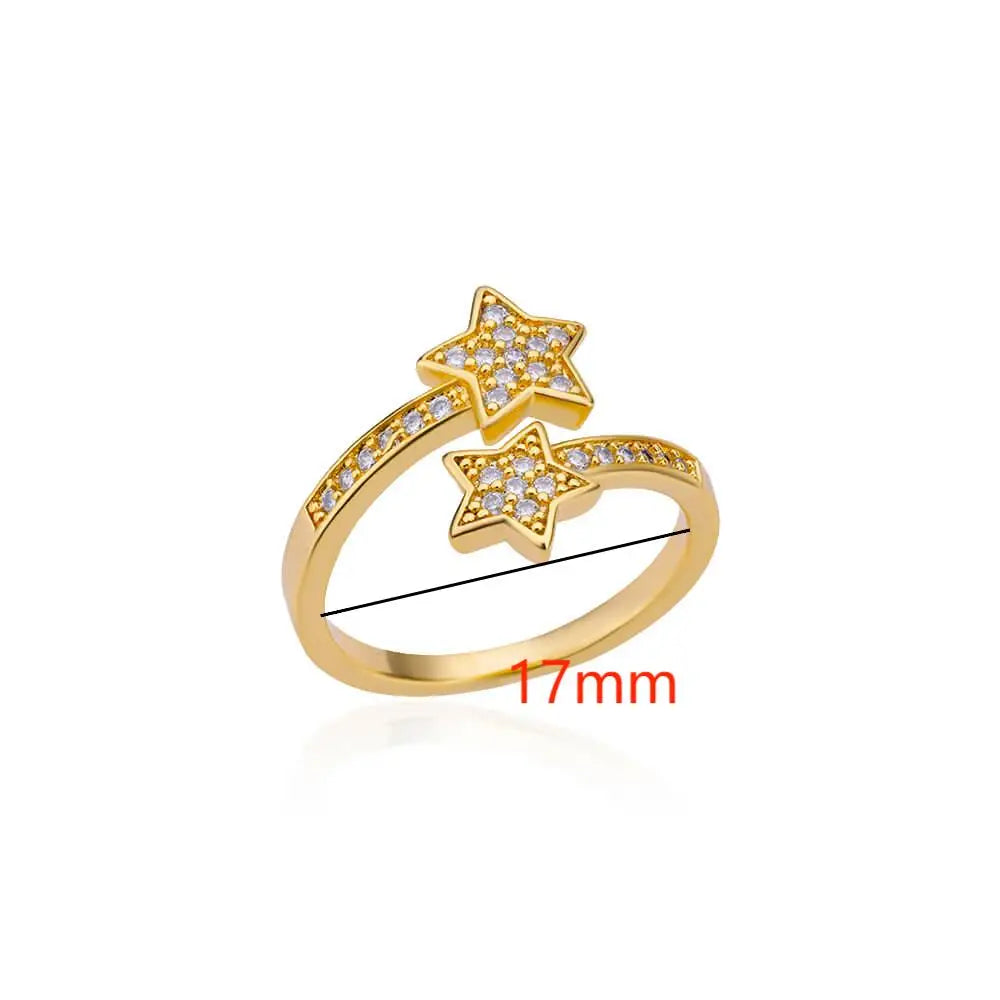 Nova Star Duo Ring – Trendy Gold Stainless Steel Zircon Jewlena