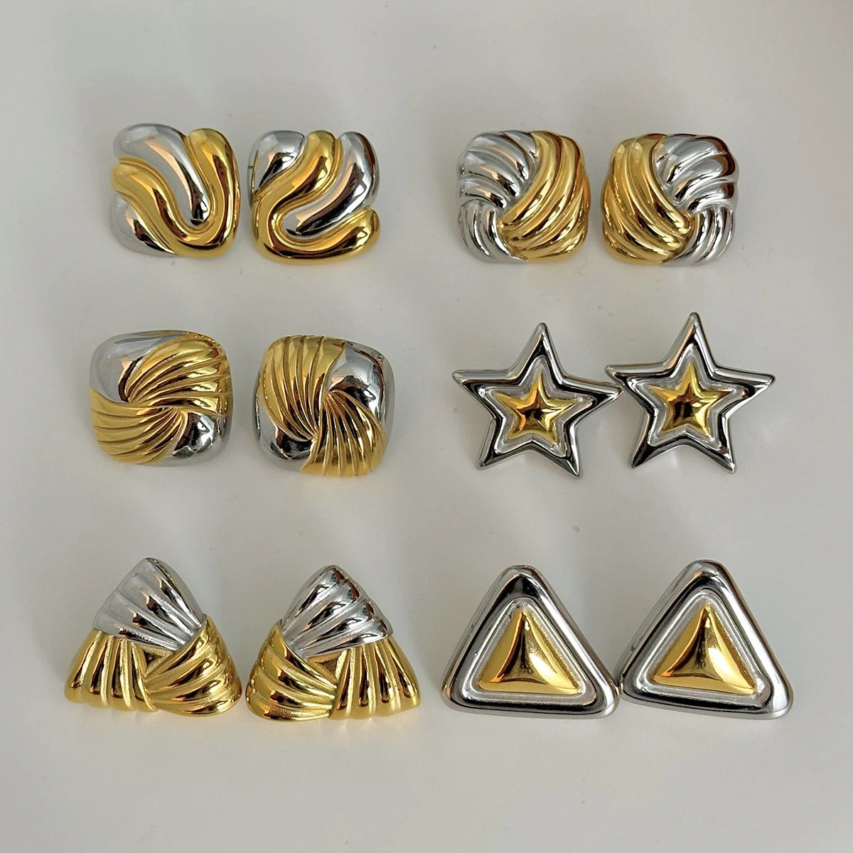 Geometric Gold Stud Earrings™ – Modern Shine, Timeless Confidence