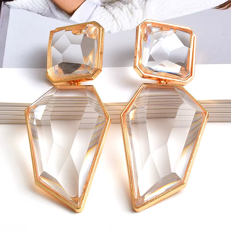 Fashion Jewelry Acrylic Geometric Dangle Earrings Trendy Clear Resin Drop Earrings for Women Femme Brincos Whoelsale