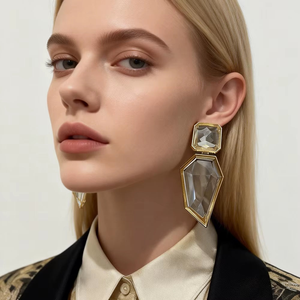 Fashion Jewelry Acrylic Geometric Dangle Earrings Trendy Clear Resin Drop Earrings for Women Femme Brincos Whoelsale