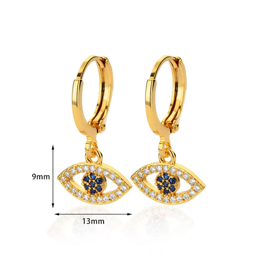 New in Zircon Evil Eye Earrings for Women Gold Color Stainelss Steel Earring Wedding Aesthetic Vintage Jewelry Gift Brincos