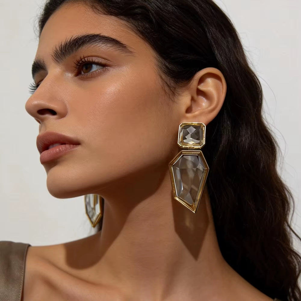 Fashion Jewelry Acrylic Geometric Dangle Earrings Trendy Clear Resin Drop Earrings for Women Femme Brincos Whoelsale