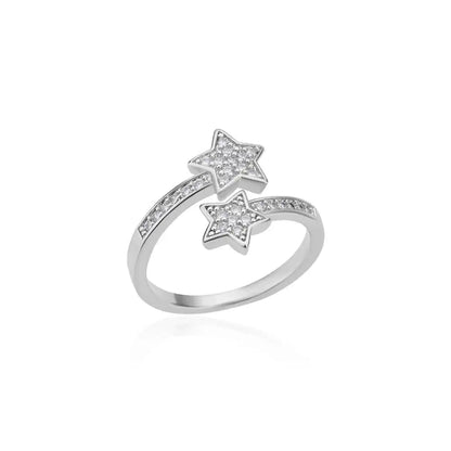 Nova Star Duo Ring – Trendy Gold Stainless Steel Zircon Jewlena