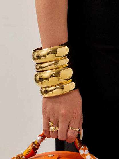 Jewlena™ Classic Glossy Gold Bangles – Timeless 18K Elegance in Stainless Steel