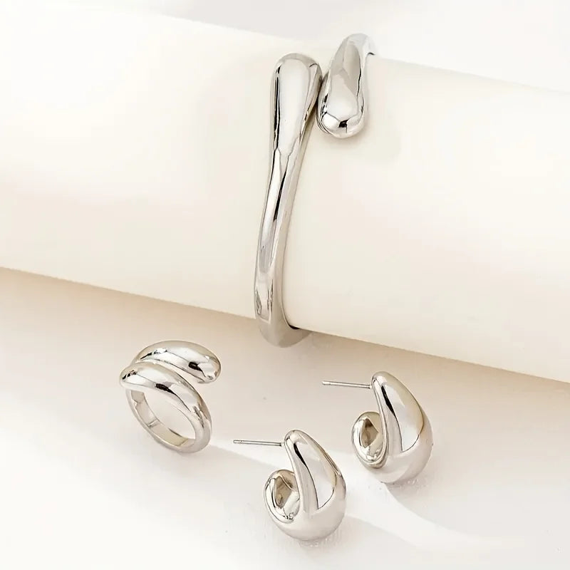 Jewlena™ Water Drop Jewelry Set – Modern Elegance with a Bold Edge
