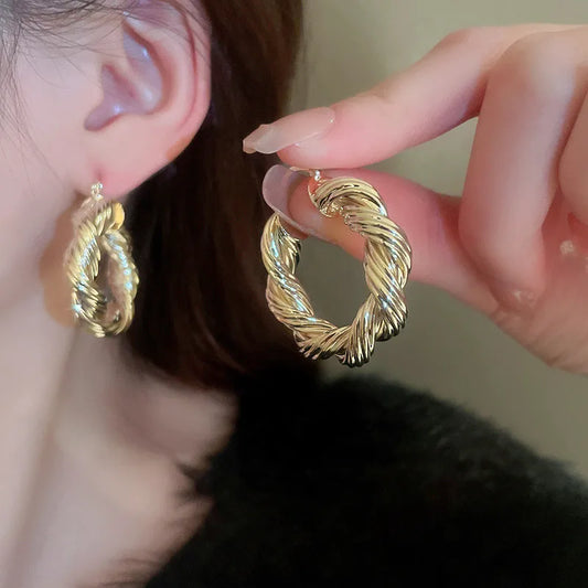 HUITAN Geometric Hoop Earrings Modern Elegance in Motion