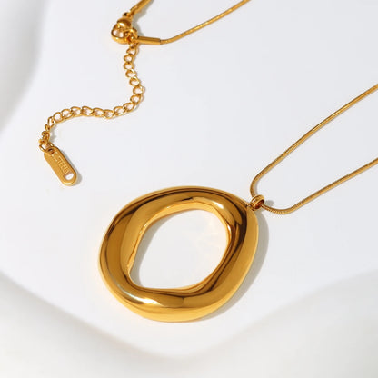 Jewlena Sculpted Elegance Necklace Stainless Steel Irregular Pendant