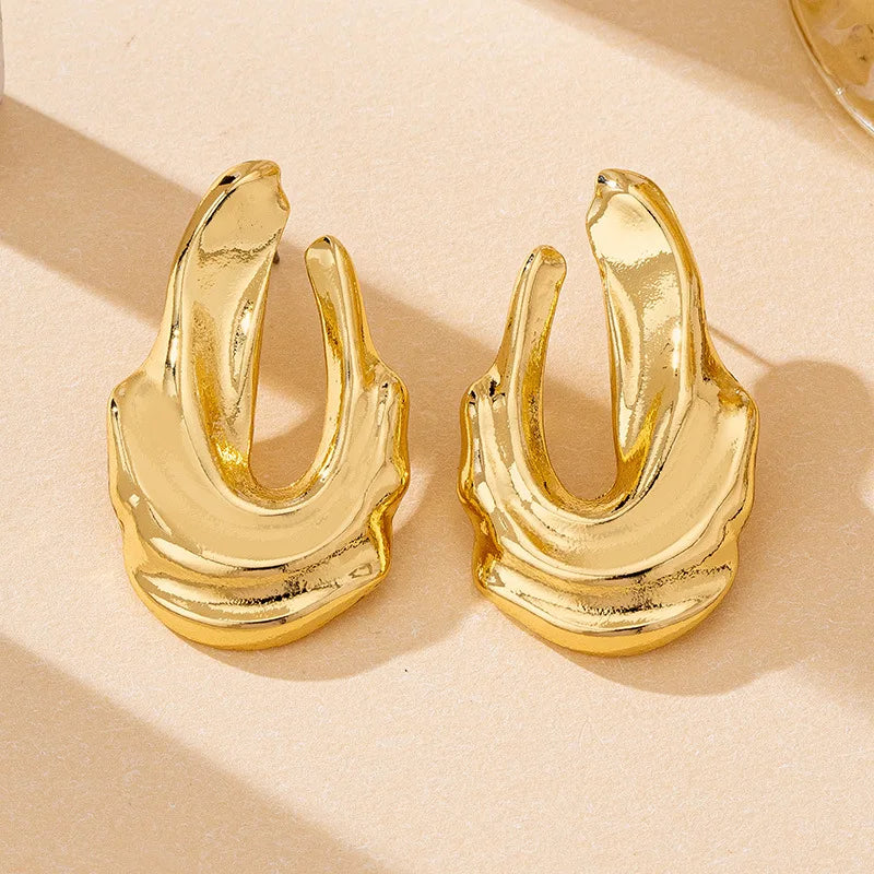 Jewlena™ Vintage Geometric Stud Earrings – Bold Irregular Statement Style
