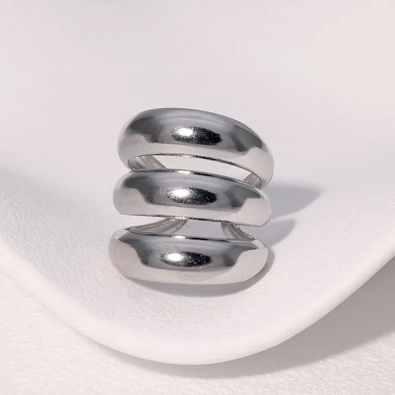 Jewlena Classic Geometry Ring Timeless Stainless Steel Statement