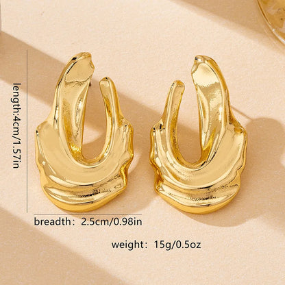 Jewlena™ Vintage Geometric Stud Earrings – Bold Irregular Statement Style