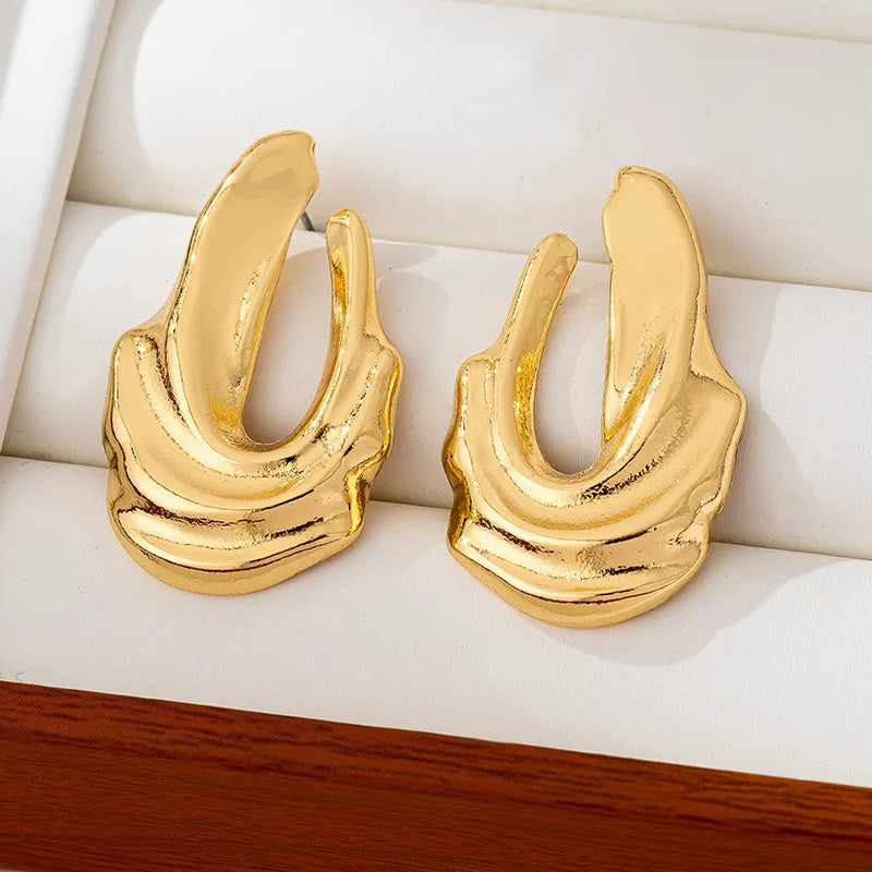 Jewlena™ Vintage Geometric Stud Earrings – Bold Irregular Statement Style