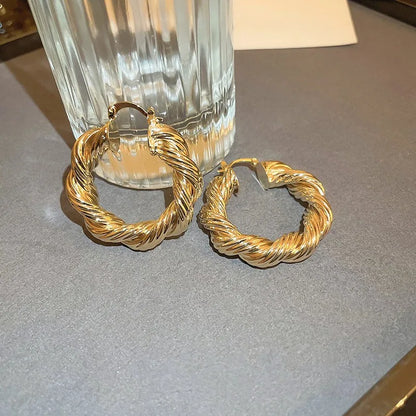 HUITAN Geometric Hoop Earrings Modern Elegance in Motion