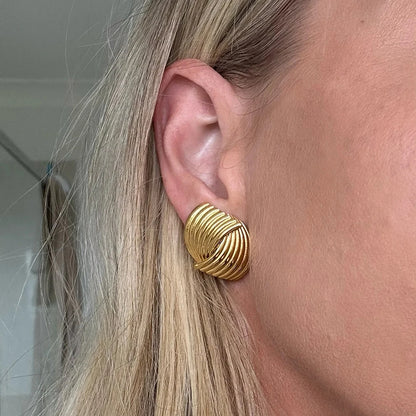 Retro Intersecting Stud Earrings 18K Gold Plated Stainless Steel
