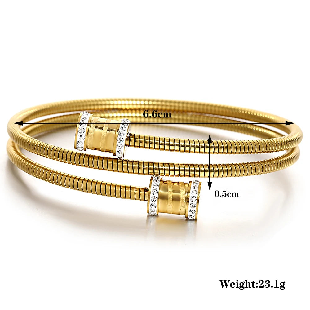 Freetry Classics Spring Stretch Bracelet Zircon Inlaid Stainless Steel Bracelet Stretch Wrist Decoration Novelty Jewelry Gift