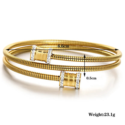 Freetry Classics Spring Stretch Bracelet Zircon Inlaid Stainless Steel Bracelet Stretch Wrist Decoration Novelty Jewelry Gift