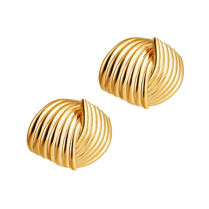 Retro Intersecting Stud Earrings 18K Gold Plated Stainless Steel