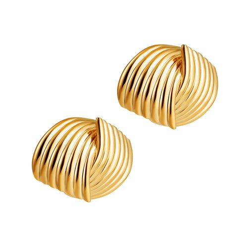 Retro Intersecting Stud Earrings 18K Gold Plated Stainless Steel