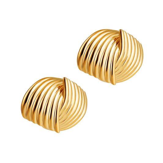 Retro Intersecting Stud Earrings 18K Gold Plated Stainless Steel