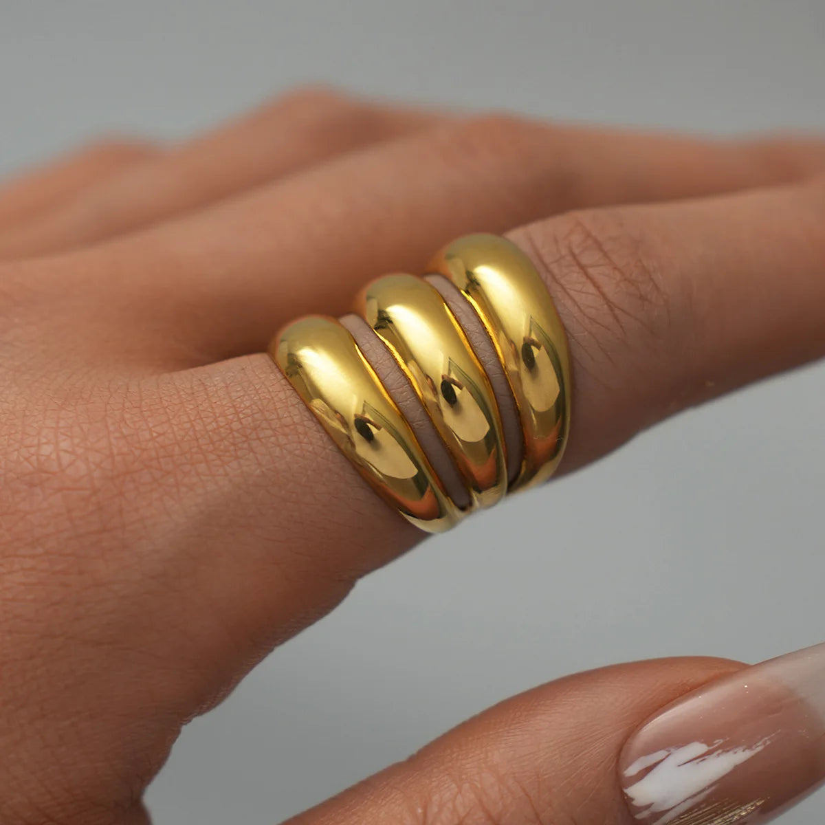 Jewlena Classic Geometry Ring Timeless Stainless Steel Statement