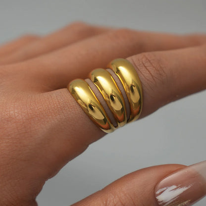 Jewlena Classic Geometry Ring Timeless Stainless Steel Statement