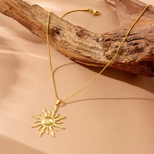 Jewlena Celestial Circle Pendant Necklace Modern Elegance in Stainless Steel