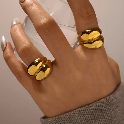 Jewlena™ Double Layer Geometric Ring Waterproof Stainless Steel Elegance