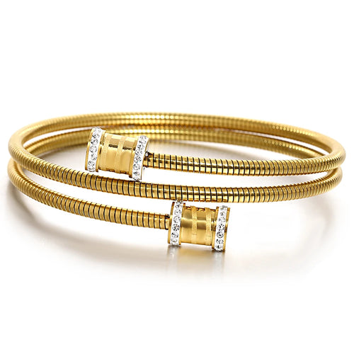 Freetry Classics Spring Stretch Bracelet Zircon Inlaid Stainless Steel Bracelet Stretch Wrist Decoration Novelty Jewelry Gift