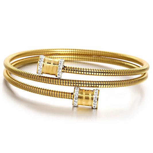 Freetry Classics Spring Stretch Bracelet Zircon Inlaid Stainless Steel Bracelet Stretch Wrist Decoration Novelty Jewelry Gift