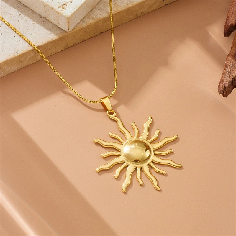 Jewlena Celestial Circle Pendant Necklace Modern Elegance in Stainless Steel