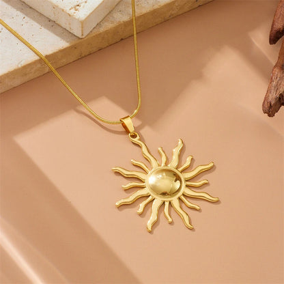 Jewlena Celestial Circle Pendant Necklace Modern Elegance in Stainless Steel