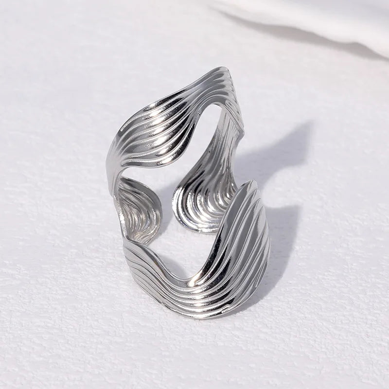 Jewlena Classic Geometry Ring Timeless Stainless Steel Statement