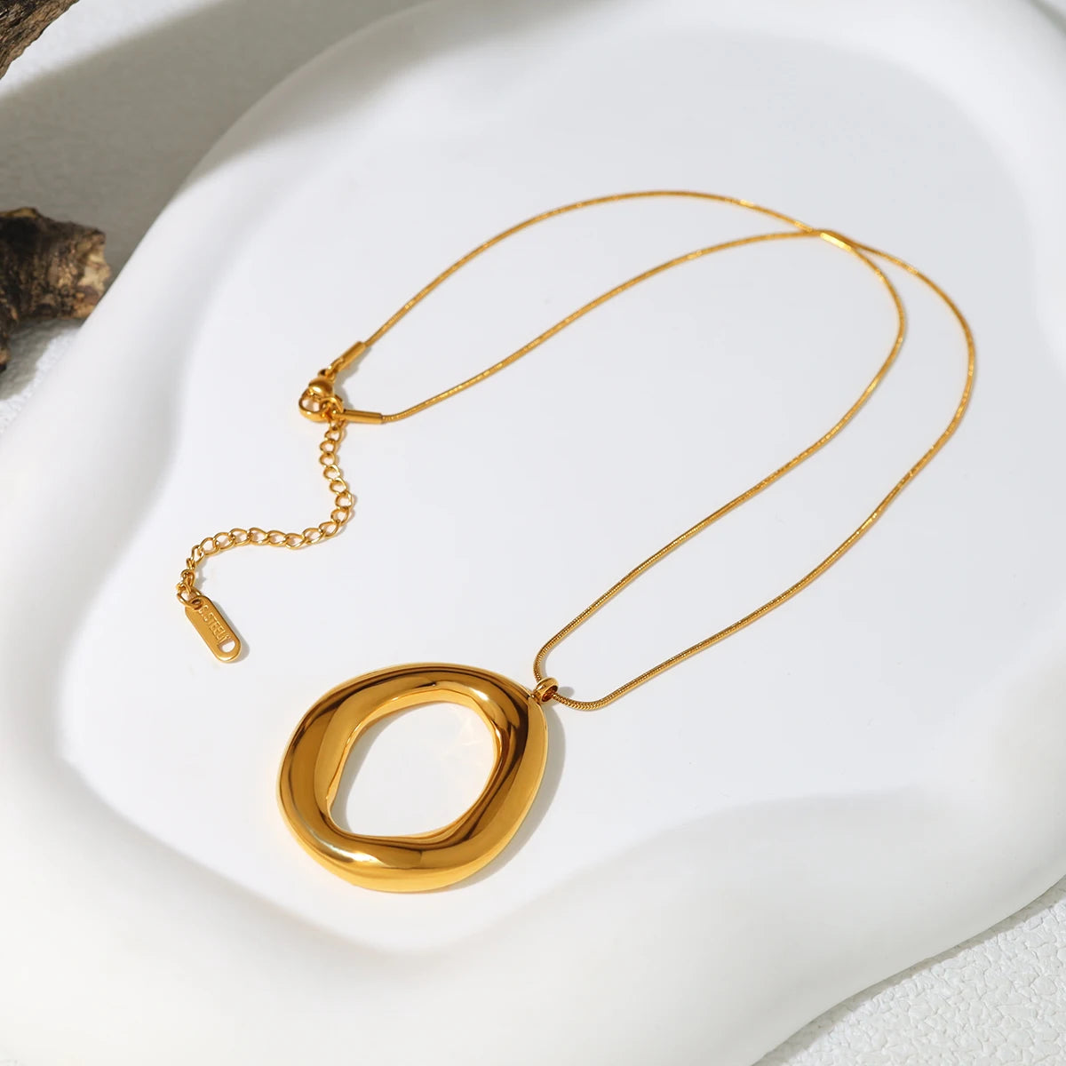 Jewlena Sculpted Elegance Necklace Stainless Steel Irregular Pendant