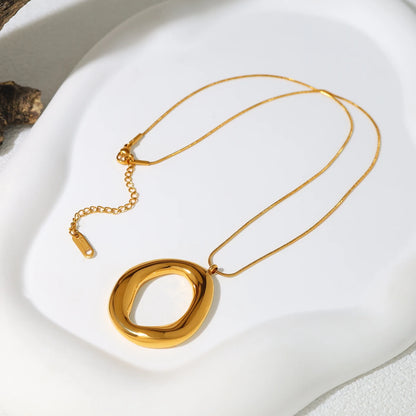 Jewlena Sculpted Elegance Necklace Stainless Steel Irregular Pendant