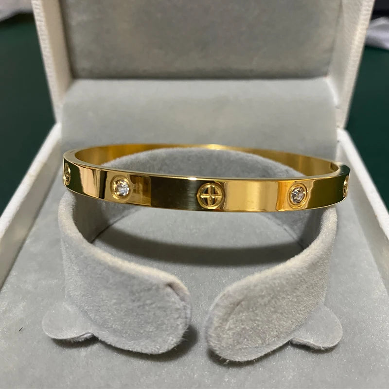 Jewlena Golden Cross Bangle Classic Stainless Steel Bracelet