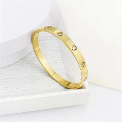 Jewlena Golden Cross Bangle Classic Stainless Steel Bracelet