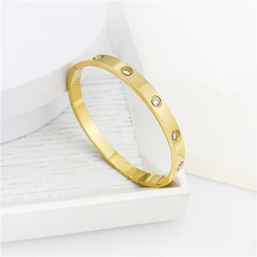 Jewlena Golden Cross Bangle Classic Stainless Steel Bracelet