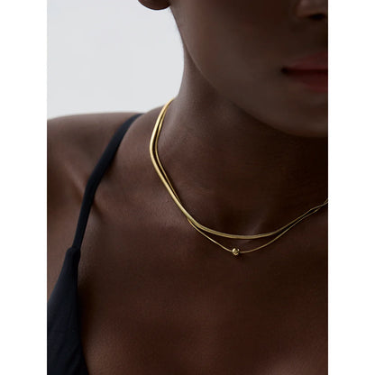 Necklace 18K Gold Double Layer Snake Chain Set™ – Effortless Luxury, Timeless Shine