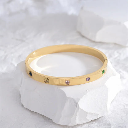 Jewlena Golden Cross Bangle Classic Stainless Steel Bracelet