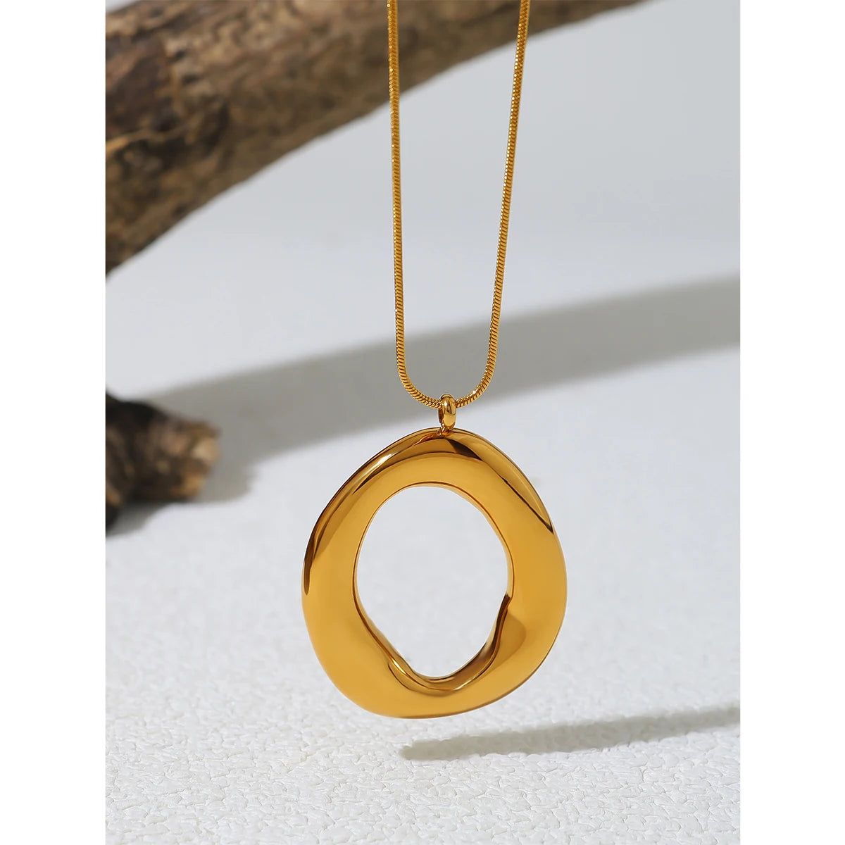 Jewlena Sculpted Elegance Necklace Stainless Steel Irregular Pendant
