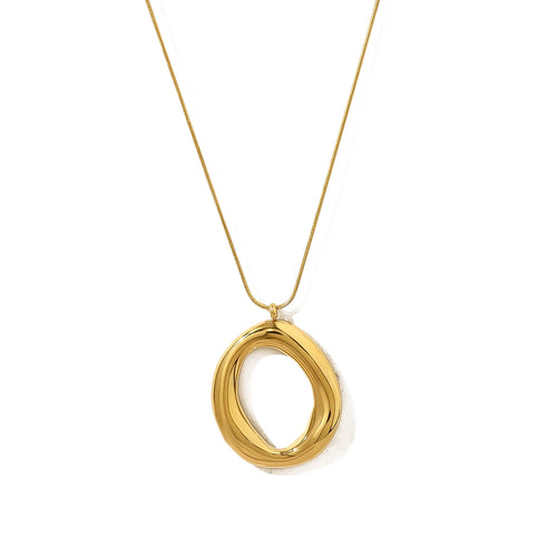 Jewlena Sculpted Elegance Necklace Stainless Steel Irregular Pendant
