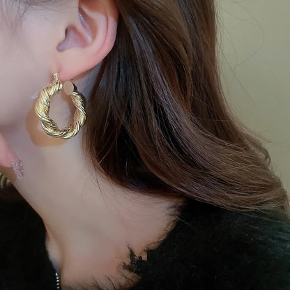 HUITAN Geometric Hoop Earrings Modern Elegance in Motion