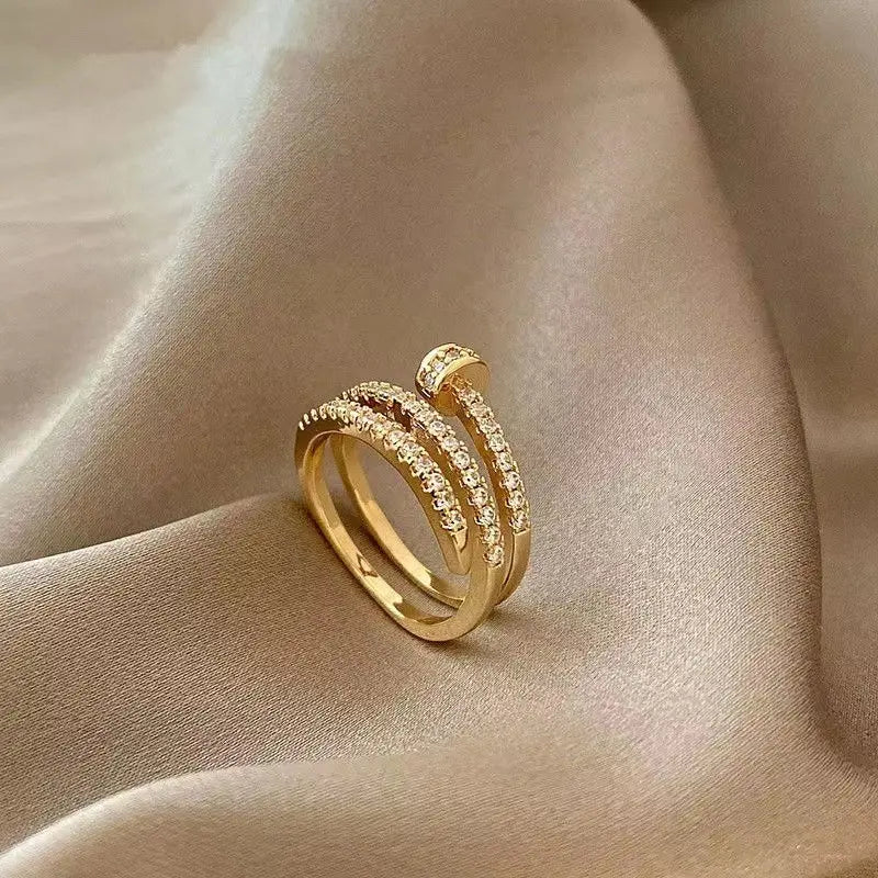 Gold Color Multi Layer Zirconia Ring
Elegant Fashion Ring for Women Jewlena