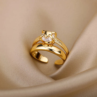Jewlena Irregular Zircon Ring – 18K Gold Plated Elegance
