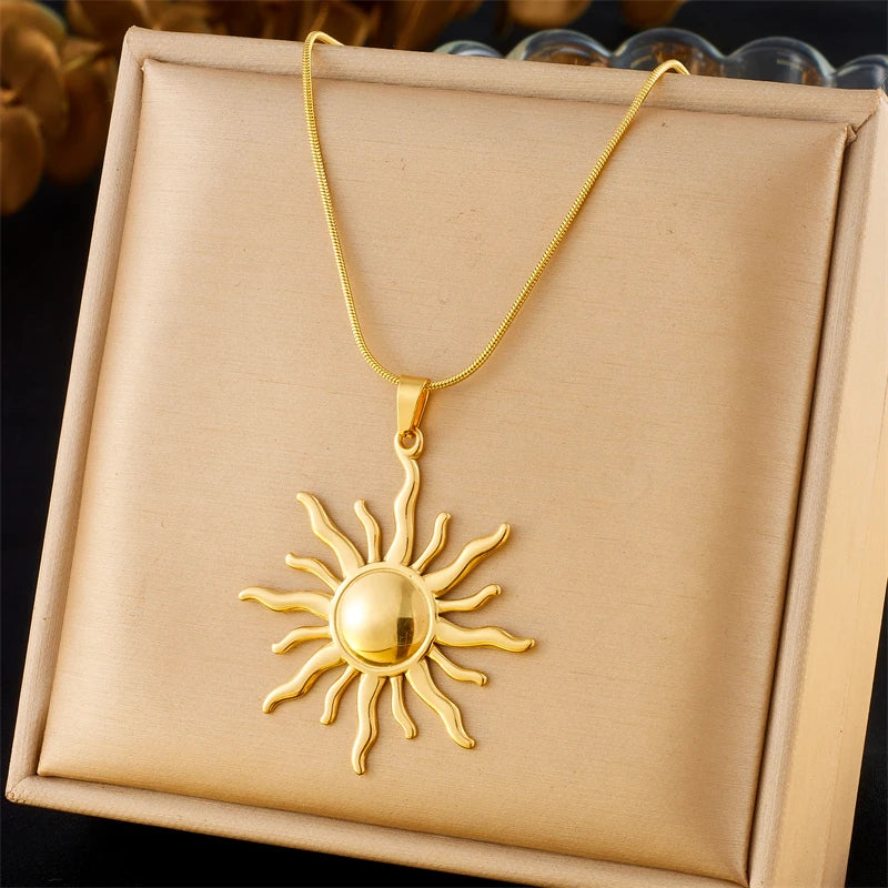 Jewlena Celestial Circle Pendant Necklace Modern Elegance in Stainless Steel