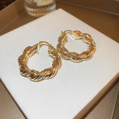 HUITAN Geometric Hoop Earrings Modern Elegance in Motion