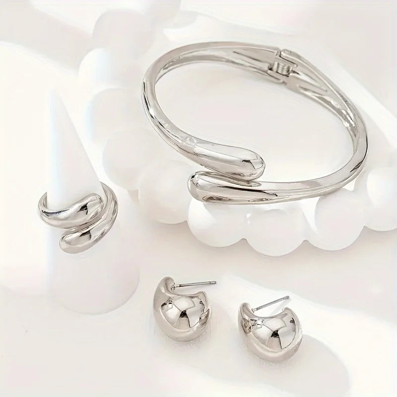 Jewlena™ Water Drop Jewelry Set – Modern Elegance with a Bold Edge