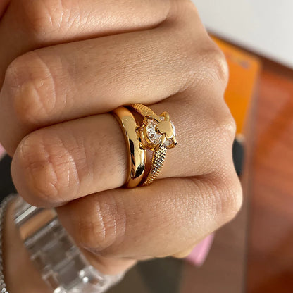 Jewlena Irregular Zircon Ring – 18K Gold Plated Elegance