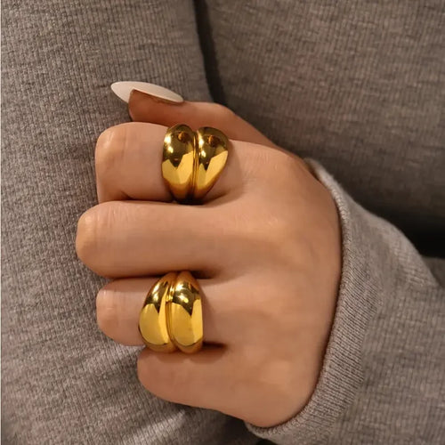 Jewlena™ Double Layer Geometric Ring Waterproof Stainless Steel Elegance